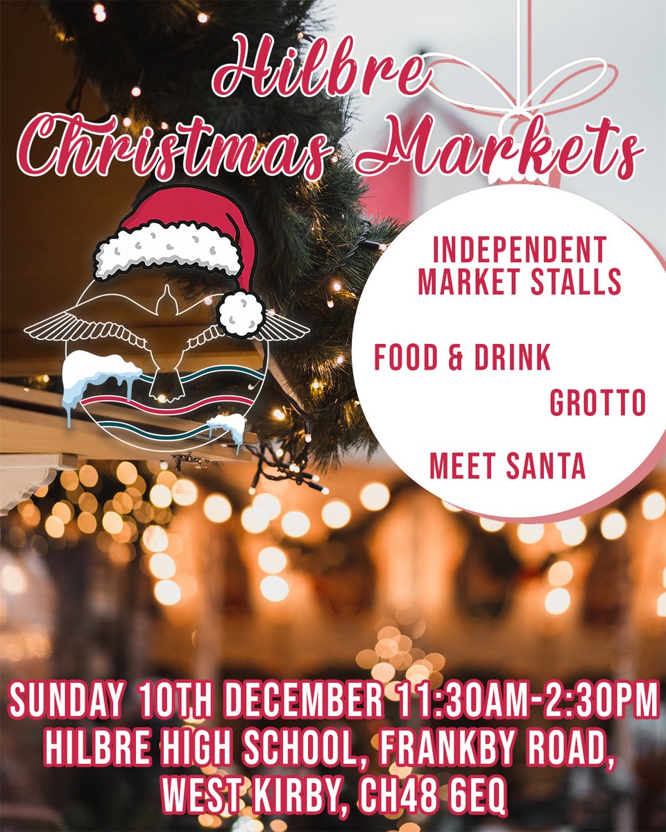 Hilbre Christmas Markets: hot food & drink, stalls with the very best local vendors, activities for kids, and a Grotto where they can meet Santa...it will be THE place to be for the whole family so put it in your diary!

#christmasmarkets #grotto #wirralindependents #hilbre