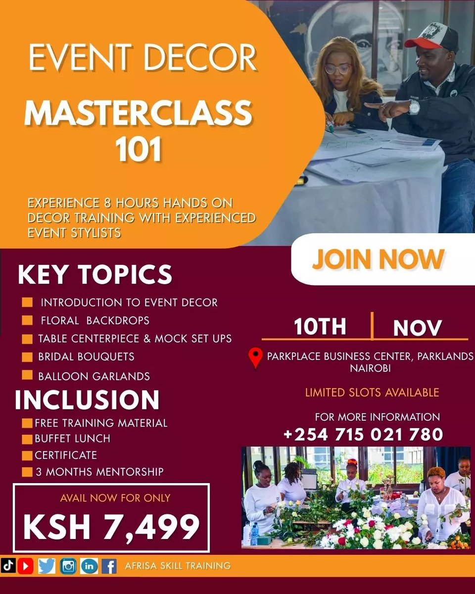 phelah_phelix's tweet photo. Unlock your inner creativity!
Join our exclusive Event Decor #Masterclass101 for an immersive 8-hour hands-on training led by experienced event stylists
Limited slots available, reserve your spot today https://t.co/vi4eZdIo8S