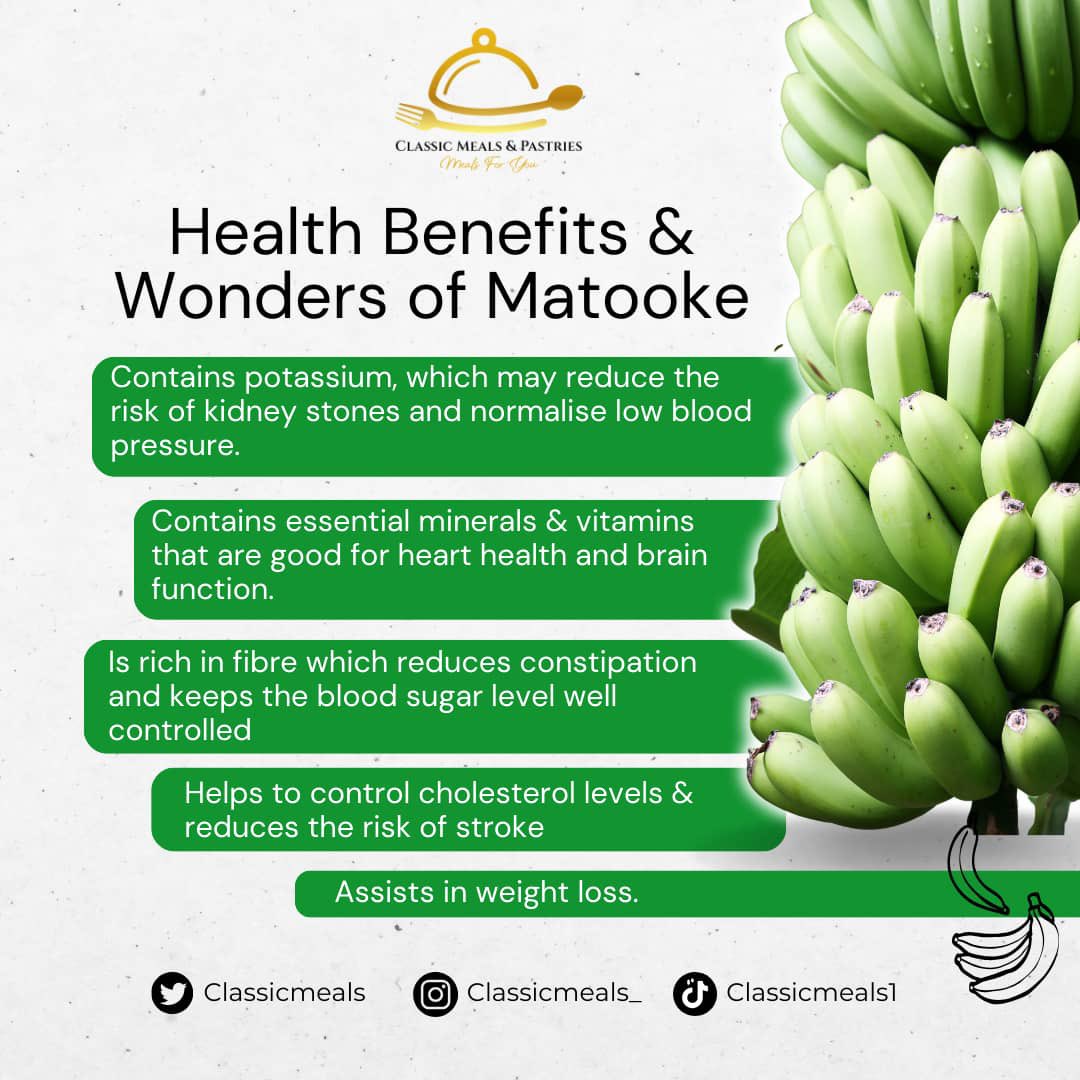 classicmeals's tweet photo. We all love well pressed matooke or well made katogo😍, but do you know the benefits of eating matooke? Here goes;👇🏽 https://t.co/PjM84t4afu