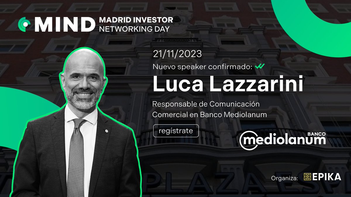 El próximo martes 21 tendrá lugar el Madrid Investor Networking Day: no dejes pasar la oportunidad de conectar con los referentes internacionales de la gestión de activos, entre los que estará <a href="/LucaLazzarini/">Luca Lazzarini</a>, Responsable de Comunicación Comercial en #BancoMediolanum. ¡Inscríbete