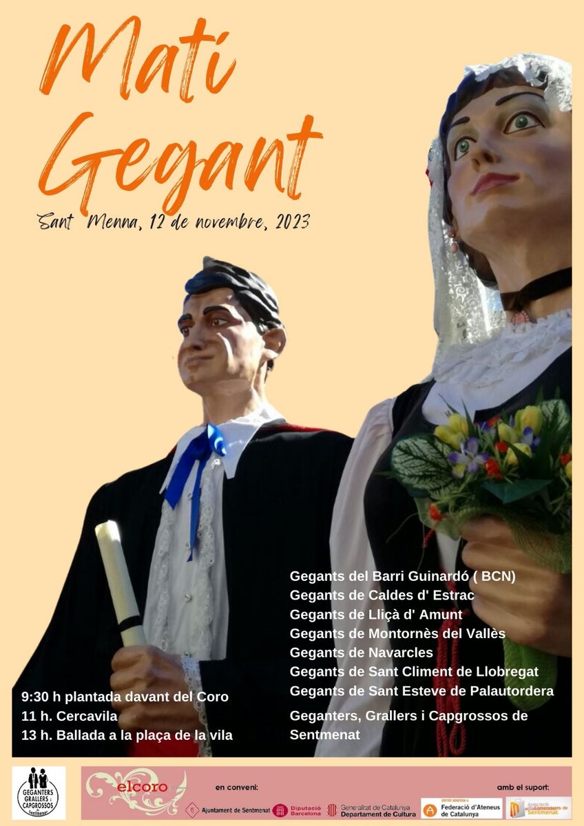 Diumenge, dia 12 de novembre, MATÍ GEGANT!! 
@ElCoroSentmenat