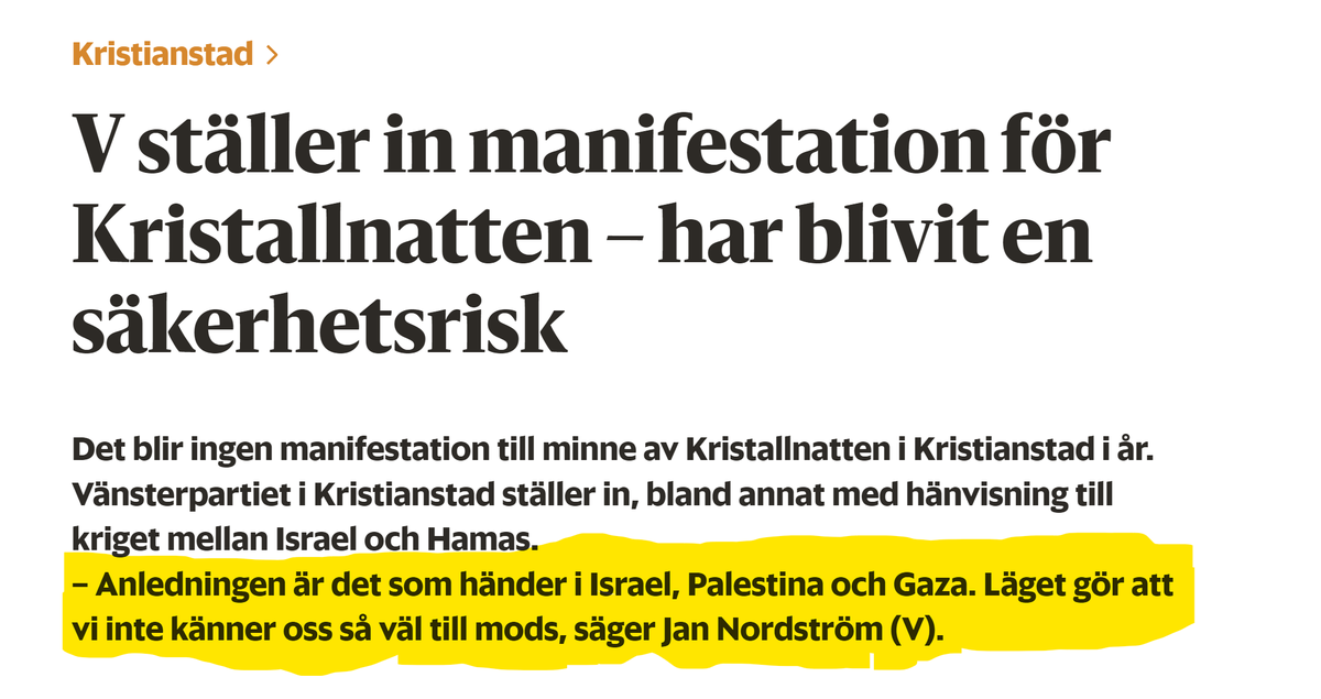 Det duger att manifestera mot Kristallnatten så länge man mest har imaginära och historiska nazister att vara rädd för – men när handgriplig folkmords-antisemitism flödar i samhället, då blir man "illa till mods" och lägger ner. Skamlösa fanskap som reducerar judar till politisk