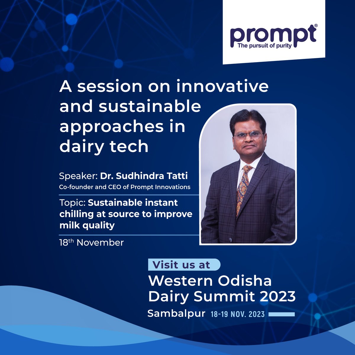 Join us for an insightful discussion on how instant milk chilling at source can help to sustainably improve the quality of milk, by Dr. Sudhindra Tatti - Co-founder and CEO of Prompt Innovations.
#prompt #dairy #dairytechnology #technology #innovation #sustainable #dairyindustry