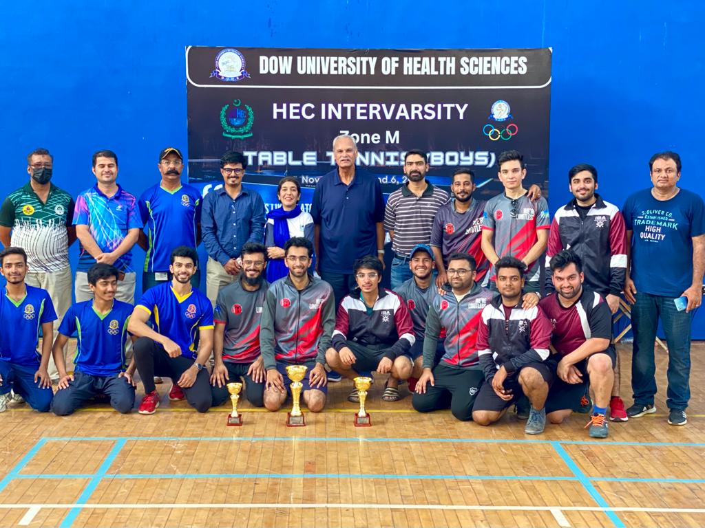 A view of table tennis match during HEC University table tennis