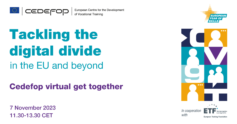 Cedefop's tweet photo. ❗️ Starting now 📹 Watch live

🎯 Tackling the 💿 #digital divide in the #EU and beyond

Cedefop and @etfeuropa discuss the findings of the 2️⃣nd European #skills and #jobs survey.

🌐 Cedefop for #EuropeanYearofSkills #CedefopGetTogethers #ESJS2
 
📹 Watch here now 👇