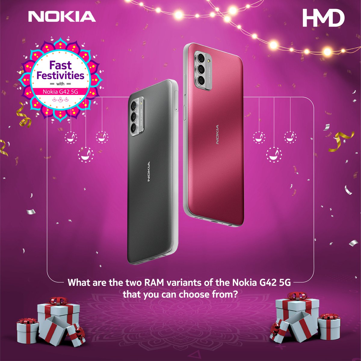 HMDdevicesIN's tweet image. It’s here! The #FastFestivities contest for the all new Nokia G42 5G. #MoveFast and answer the question below to stand a chance to win the all new Nokia G42 5G! Not just that, 4 people will also win 42% off on Nokia G42 5G.

Simply answer in the comments below. So what are you…