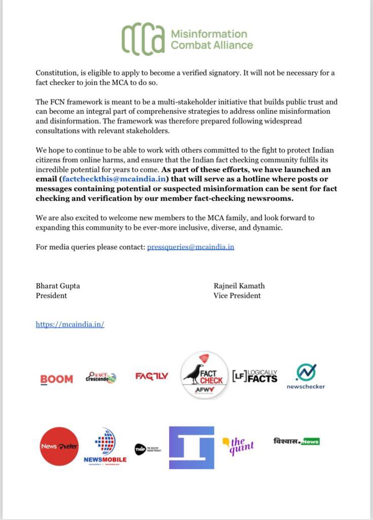 trustedinfo_in's tweet image. We are proud to announce the framework for an independent Fact Checking Network (FCN) – our initiative to develop self-governing standards and best practices for fact checking organisations in India, enabling them to become trusted partners in the fight against misinformation.