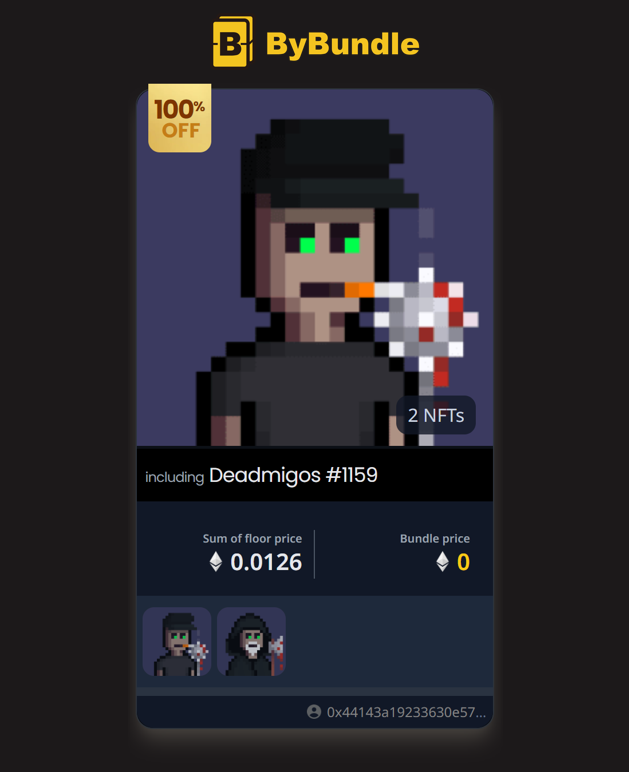 bybundle's tweet photo. 📢ByBundle’s NFT #Giveaway _1
 
🎁Prize: 2 Deadmigos NFTs
 
✅To enter:
  
 1⃣ Just go get it now! (First come first served)
 2⃣ https://t.co/RyhNI1Jy4y
 3⃣ You can only join this event once per week.
 
⏰Ends when it’s sold

 #NFT #Crypto #Deadmigos https://t.co/jIN6S2TKPZ