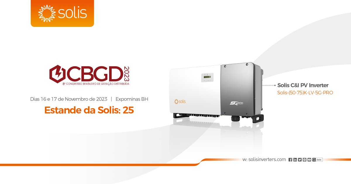 Solis_Inverters's tweet image. #SolisExpo in #Brazil ⏰ Less than 10 days left until the #CBGD congress! The event plays a vital role in the new phase of the Brazilian Energy Matrix and #SOLIS is thrilled to be part of it. We'll showcase our latest RESIDENTIAL Inverter 𝐒𝟔-𝐆𝐑𝟏𝐏(𝟐.𝟓-𝟔)𝐊-𝐒. It's