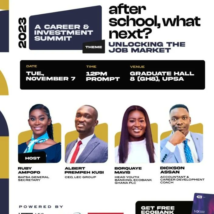 Awurama_Ruby's tweet image. You don't want to miss this impactful educational summit from the seasoned speakers in diverse professions. 
See you there today💃💃💃🌟💫🎉.
#BaFSA UPSA💙💙🤍🤍
#CapacityBuilding💙💙🤍🤍
#UPSA💙💙💙
#Office of the General Secretary, BaFSA -UPSA💙💙🤍🤍