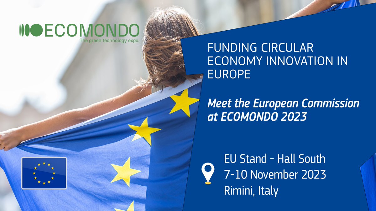 The #CircularEconomy fair #Ecomondo is starting! -Visit the EU stand by @REA_research @cinea_eu @EU_EISMEA & @EU_HaDEA to learn about EU funding -Attend our workshops -Discover EU-funded projects' solutions to reduce, reuse & recycle Agenda➡️europa.eu/!QVD3JF