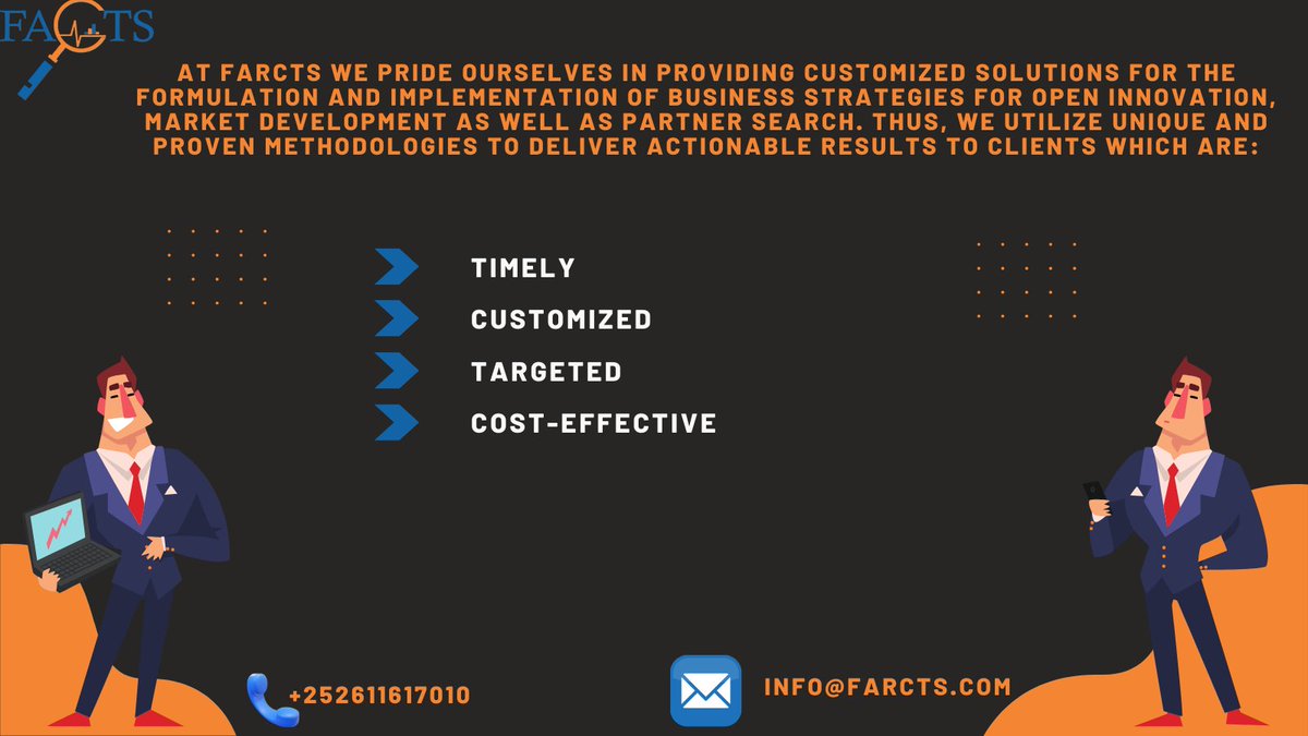 At Farcts we are continuously re-positioning our solutions so that we can offer competitive innovative initiatives to business development challenges. 
For more information call us at :+252611617010
Somali Mogadishu