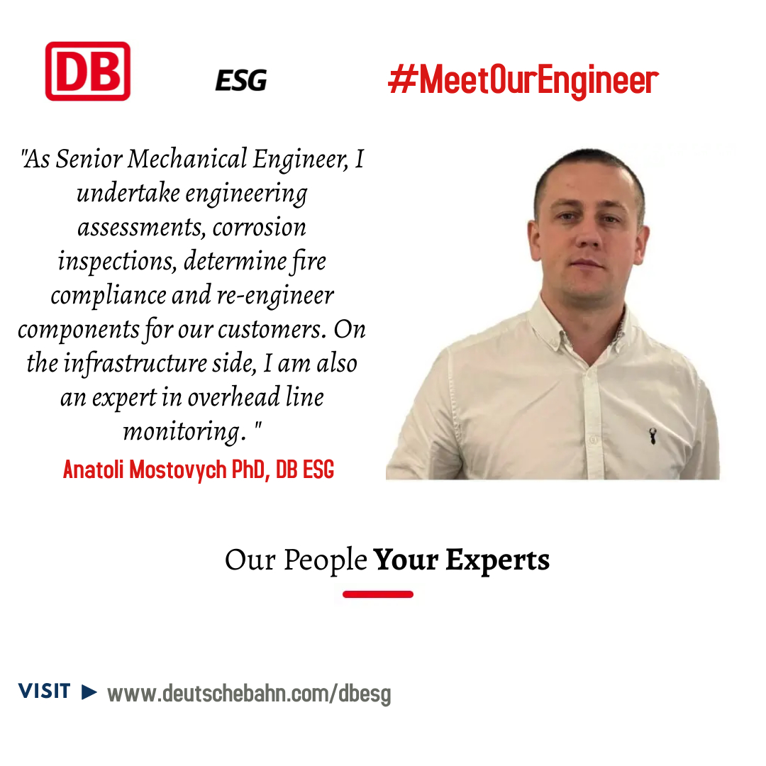 On the second day of Tomorrow's Engineers Week (@TEweekUK), here is another of our expert engineers, Anatolii Mostovych.

Our people are the key to the success of our Business.

#MeetOurEngineer #OurPeopleYourExperts #railindustry #mechanicalengineer #railwayfamily #TEweek23