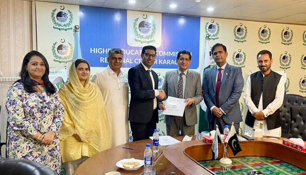 Vice Chancellor signed an incubation contract with the Prime Minister's National Innovation Award (HEC) winning startups of LUAWMS students in HEC (khi.)on 5th Nov 2023.The contract allocates Rs. 1 Million to each of the startups, "greenocene" and "Qaswa-Camel" Milk Ice Cream.