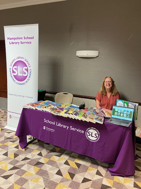 We are all set up and ready for the @hiasenglish conference - come up, say hello and see what new books we have! #HantsSLS