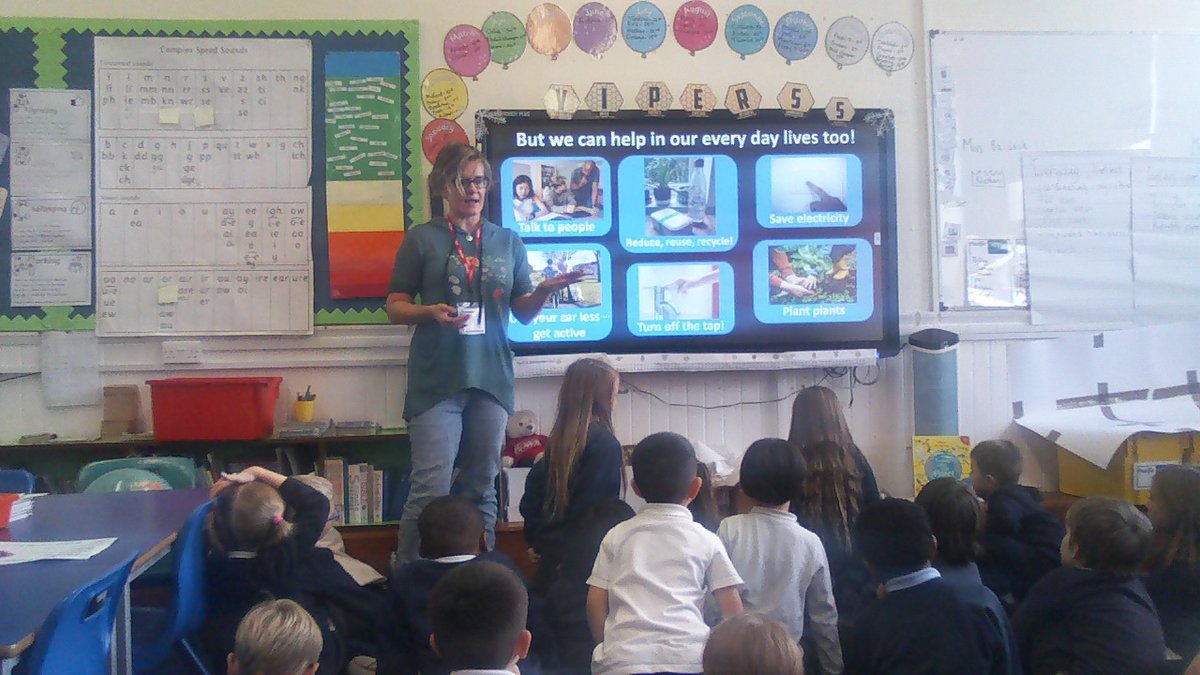 Yesterday year 2 were very lucky to have Hayley from Cornwall Climate Care in to discuss how we can help with climate change. The children learnt a lot and thought about what they could do to help Prince Rock. We are going to try toy swaps, save electricity and walking more!