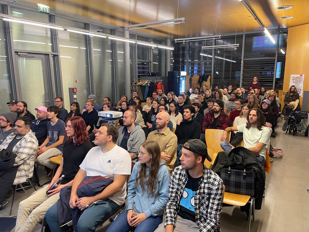 indieoutpost's tweet photo. Impressions from yesterday's Outpost in Nuremberg!
85 guests heard fantastic talks by @heymaivie from Ubisoft &amp; @RadtkeKathrin from @SpellgardenDevs. We've all learned a lot from both of you. Thanks a lot! 🙏 @AndiSPunkt was the host of the evening 📢 https://t.co/WzQ8i7DdDS