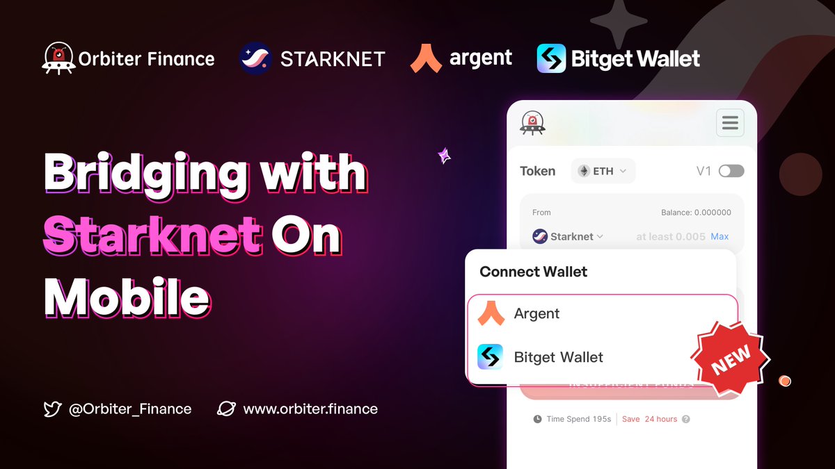 Orbiter_Finance's tweet photo. 🛸 Bridging funds with @Starknet on mobile!
We're delighted to announce that now you can bridging funds with Starknet on @argentHQ and @BitgetWallet mobile.
🔗Open https://t.co/9cMfrwQuzO in the built-in browser for seamless fund bridging to Starknet! https://t.co/TzIhyum2io