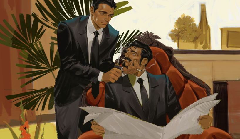 2boys multiple boys necktie black necktie male focus cigar black hair  illustration images