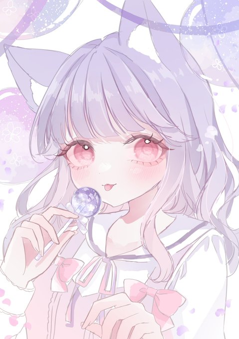 「animal ears holding candy」 illustration images(Latest)