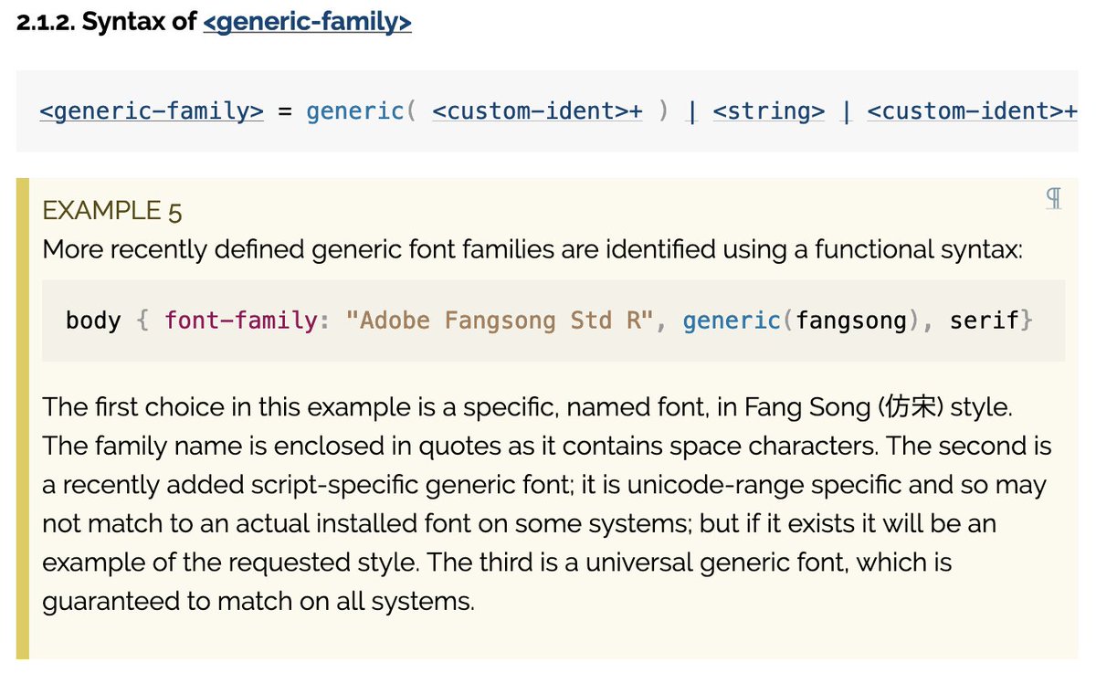 After work on font lister, my suggestion for i18n generic font families needed for CSS:
github.com/w3c/i18n-discu…

Font lister
r12a.github.io/scripts/fontli…
CSS GH issue: 
github.com/w3c/csswg-draf…
Fonts spec (ED):
drafts.csswg.org/css-fonts-4/