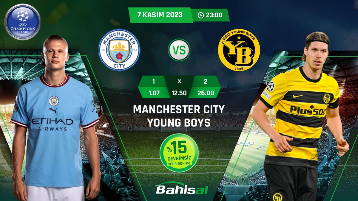 BahisalResmi's tweet photo. #ŞampiyonlarLigi🏆 G grubunda lider #ManchesterCity, sahasında #YoungBoys'u konuk ediyor.🏟 Yüksek oranlarla bahis yapmak için hemen giriş yap, fırsatları yakala!💰

Daha fazlası için👉 https://t.co/Cg2y33adZ4

#futbol #bahis #çevrimsizbonus #bahisal https://t.co/aNtcpAG2ny