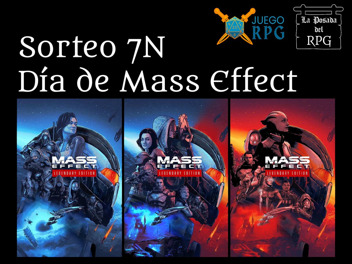 PosadaRpg's tweet photo. #MassEffect  🎉SORTEO🎉

Hoy es #7n el día de Mass Effect.
Una de mis trilogías favoritas.

Para celebrarlo si este tweet llega a 200 retweets, ¡voy a regalar una copia en STEAM (comprada de mi bolsillo y enviada via STEAM) a uno de los que hagan retweet y que nos siga!
¡Vamos! https://t.co/jzhD2ZKOgg