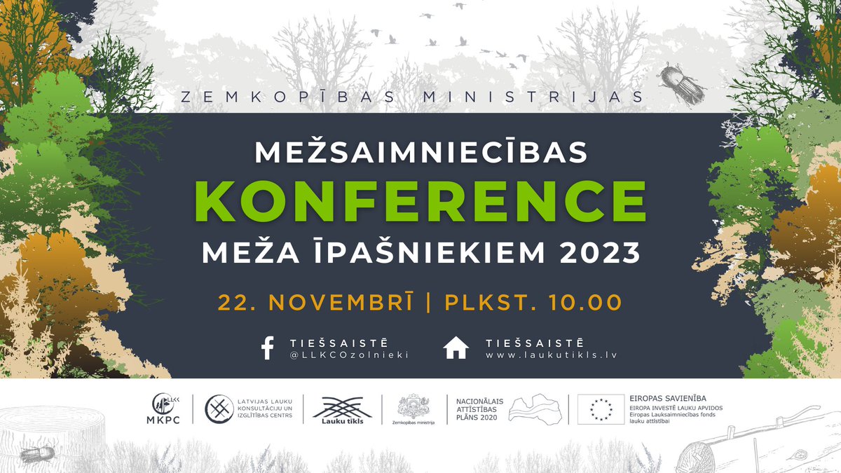 🌲Mežsaimniecības konferences centrā – egļu astoņzobu mizgrauzis 🌲Konferenci 22. novembrī no pulksten 10.00 varēs vērot tiešsaistē 🌲Plašāka informācija par konferenci: ej.uz/vb4o