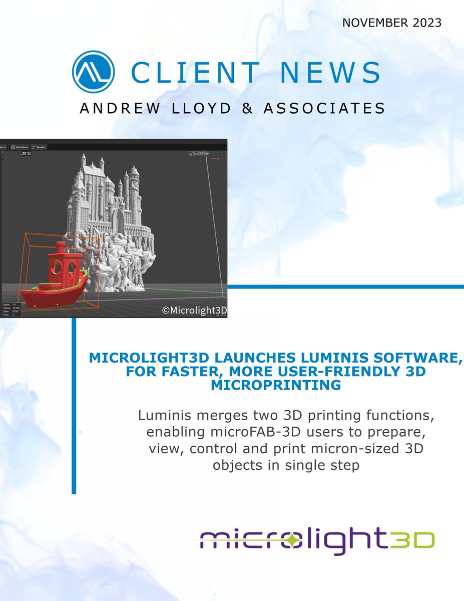 [ALA Client News] <a href="/Microlight3D/">Microlight3D</a> launches Luminis software, for faster, more user-friendly 3D microprinting   

ala.associates/product-launch…

#3Dprinting #software #microprinting