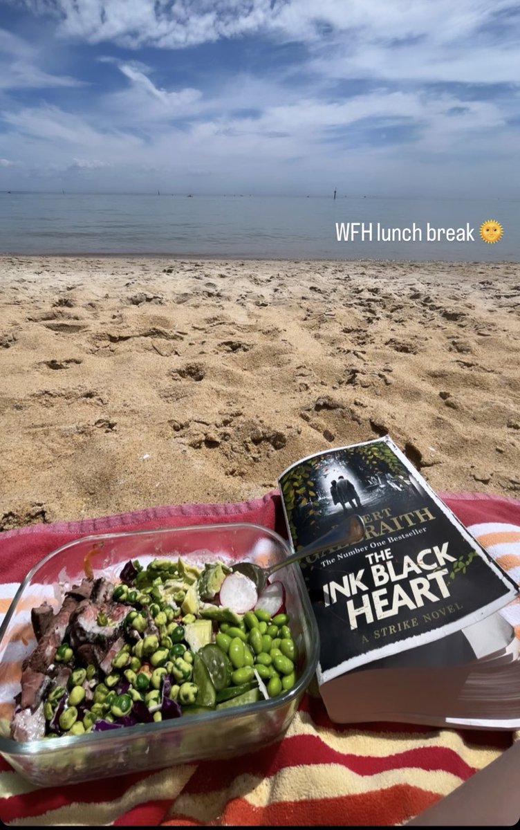 Have got my daughter totally addicted to #Strike&Robin #RobertGalbraith
This is what she posted on Insta. 
😂👍

#TheInkBlackHeart #ProudMum 

Lunch break on the beach #Mornington