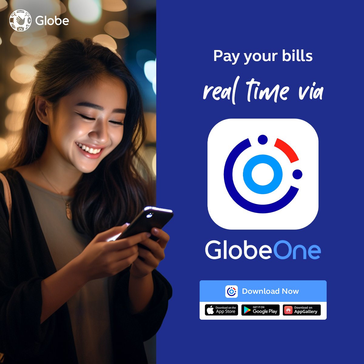 Settle your Globe Postpaid bills seamlessly! 😉 Use the GlobeOne app to pay your bills in real time. Download now at g1.onelink.me/KJve/Pay #AtinAngMundo