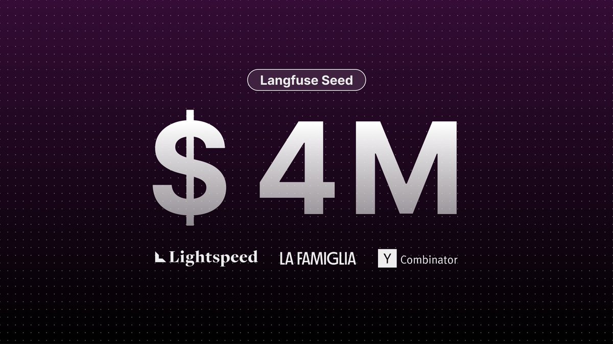 We’ve raised a $4M seed round led by <a href="/lightspeedvp/">Lightspeed</a>  and <a href="/lafamigliaVC/">La Famiglia</a> with participation from <a href="/ycombinator/">Y Combinator</a>.

langfuse.com/blog/announcin…