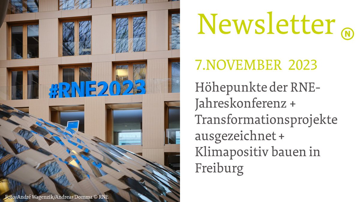 Der Oktober-Newsletter ist da: Ein Rückblick auf Höhepunkte der Jahreskonferenz, ausgezeichnete Transformationsprojekte und ein Projekt zum klimapositiven Bauen in @freiburg. Jetzt alle Beiträge in voller Länge lesen und den RNE-Newsletter abonnieren. nachhaltigkeitsrat.de/newsletter/