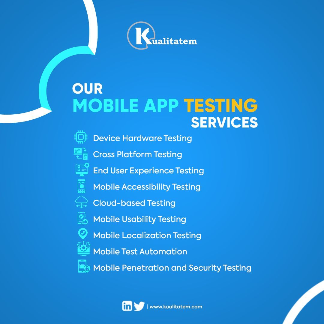 Kualitatem's tweet image. Kualitatem's testing services for mobile applications assist in the delivery of an exceptional user experience through the implementation of agile testing methodologies.
buff.ly/2R5pyKI
#mobileapp #userexperience #mobileapptesting #agiletesting