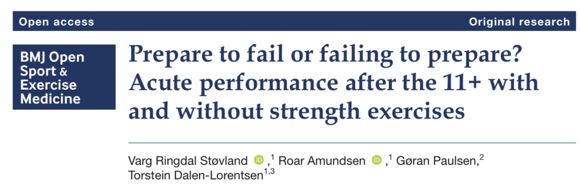 BMJOpenSEM's tweet photo. 🆕 paper ‼️

What are the acute effects of the 11+ with or without the strength training part on performance in female junior footballers?

By Stovland, @roaramunds et al

🔗 https://t.co/U3TBSIfNh4

#UnderTheSpotlight
#WeAreBOSEM https://t.co/KqU68Wa4lT