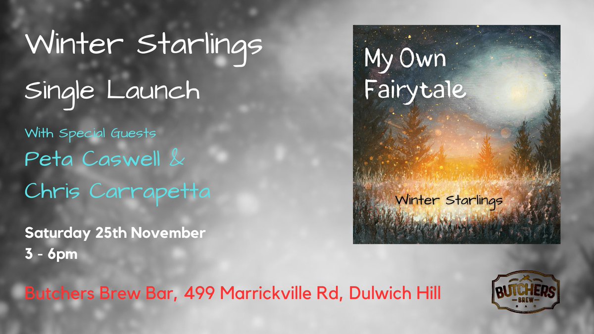 We are super excited to be releasing our 3rd single "My Own Fairytale" this Thursday 9th November on all streaming platforms. We will also be celebrating the release with a launch gig at Butchers Brew Bar in Dulwich Hill with very special guests Peta Caswell &amp; Chris Carrapetta.