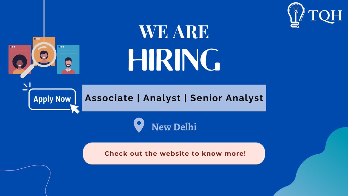 #Hiring | Join us at The Quantum Hub (TQH) to contribute to India's dynamic tech policy landscape! Our portfolio includes several exciting tech policy projects, and we hope to hear from candidates with an interest and prior experience in this area.
 
We work on cutting-edge