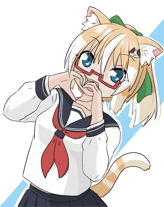 <気功砲<使いすぎ注意だねー#創作 #オリキャラ#ネコとイヌとメガネっ娘 