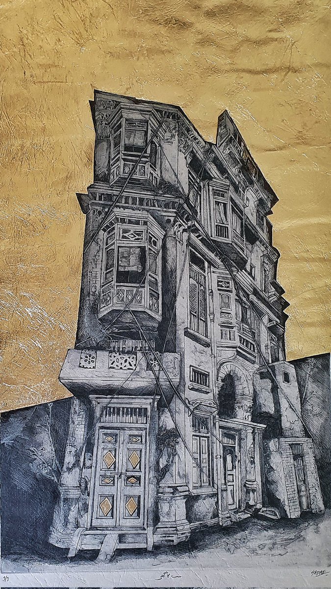 SadafSMirza's tweet photo. Print Title: سب کا گھر / Sab Ka Ghar / Everyone's Home
Technique: Collograph & Gold Foil
Print Size: 24" x 17.5"
Print Year: 2023
#Collograph #intaglio #printmaking https://t.co/myfJ9pUp11
