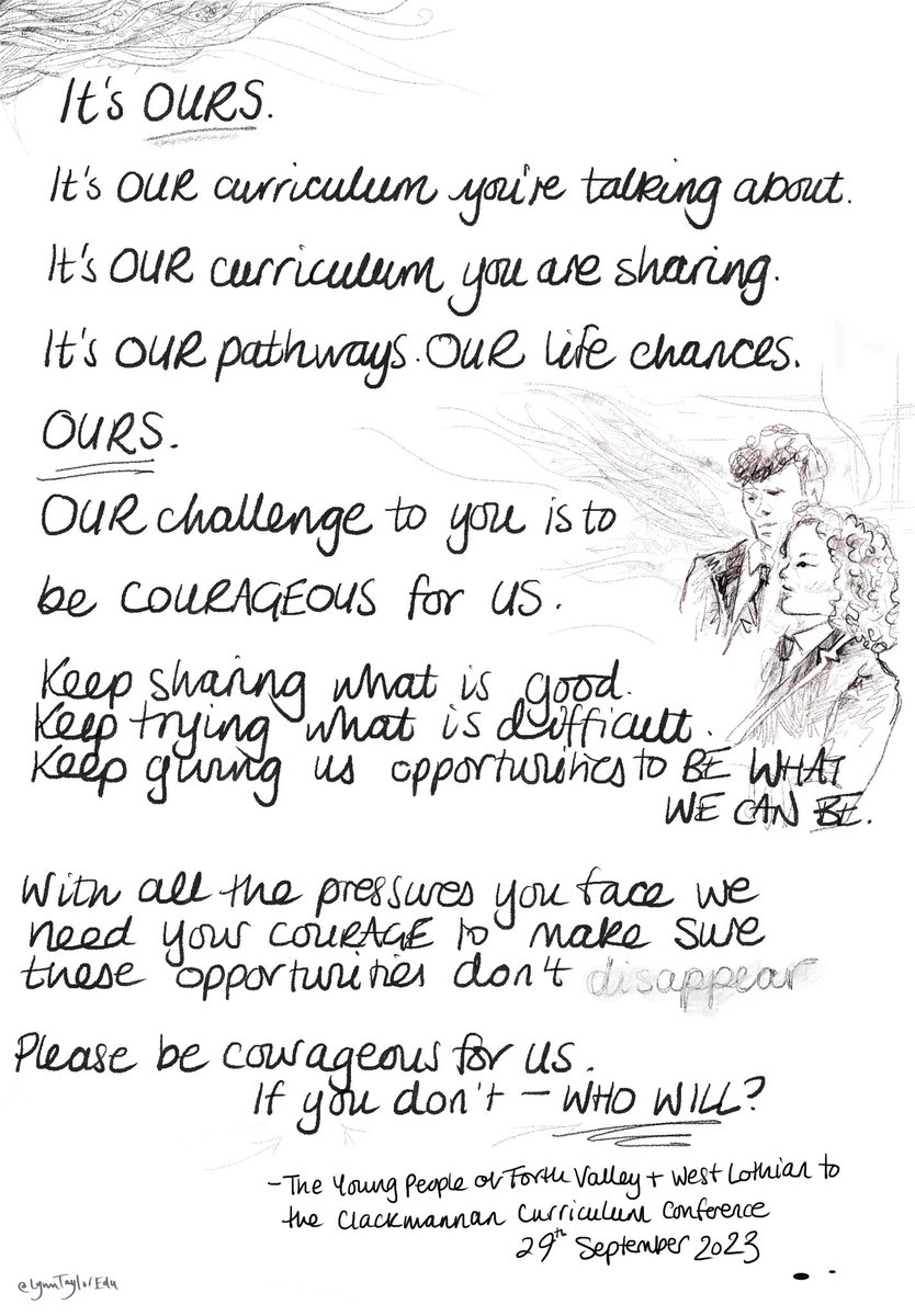 Two constant thoughts on #CurriculumInnovation 

in #ThePedagogyPodcast with <a href="/BexieEwart/">Bex Ewart</a>  told by young people ‘trust us’… 

youtu.be/oOzISOHDTjM?fe…

And the words from the young people of <a href="/FVWLric/">FVWLcollaborative</a> spoken by students from <a href="/Lornshill/">Lornshill Academy</a> at <a href="/ClacksEducation/">Clackmannanshire Council People Directorate</a> ‘s Curriculum Conference