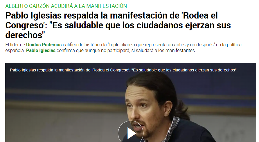 Pero si tu partido animaba a rodear el Congreso, pirao, jajaja. Qué jeta tenéis.