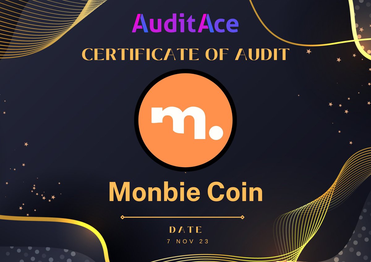 🚀 Audit Ace has successfully completed the Smart Contract Security Audit of Monbie Coin <a href="/Monbiecoin/">Monbie Coin</a> 

📑 Audit Report : github.com/Audit-Ace/Audi…

🎙Request Audit : t.me/Alissa_AuditAce