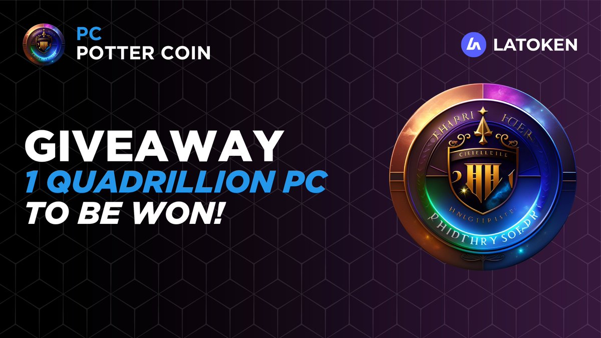 🏆 1000000000000000 POTTER COIN (PC) Giveaway on LATOKEN

🔥 100 Winners.
✅ Complete all tasks and qualify for the Giveaway.
📲 Share with 5 Friends and Follow.
⏰ November 7 2023 - November 14 2023.

👉 JOIN GIVEAWAY (go.latoken.com/24c9/3477)