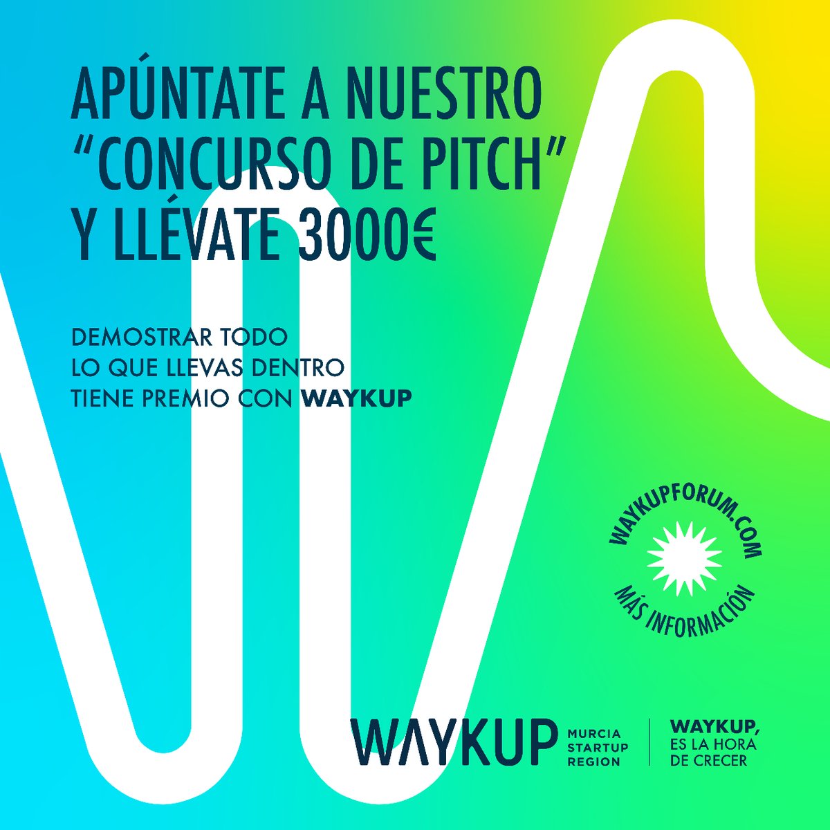 🔊 ¿Vienes con tu startup a #WAYKUP? ¡No puedes perderte el concurso de pitch! 🗣️💬 Date a conocer entre los inversores y llévate 3.000 euros de premio. 🏆 ¡AQUÍ TODOS GANAN! 🤩 Más información👇 waykupforum.com