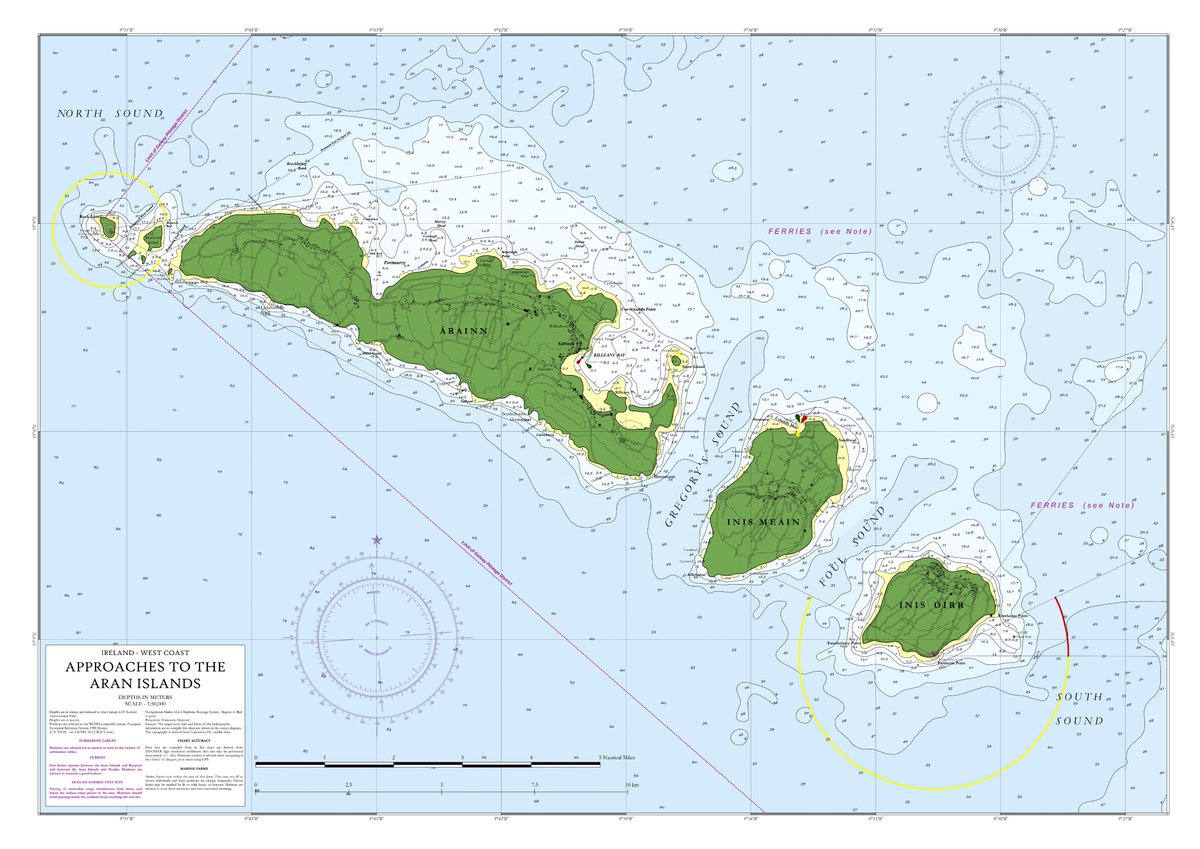 #30DayMapChallenge Day 7 - Navigation Nautical Chart of The Aran Islands 🇮🇪⚓️ Drawn using INFOMAR (@followtheboats) data. Based off traditional UKHO charts. Very far from complete - nautical charts are incredibly detailed! A work in progress. #gis #ireland #cartography