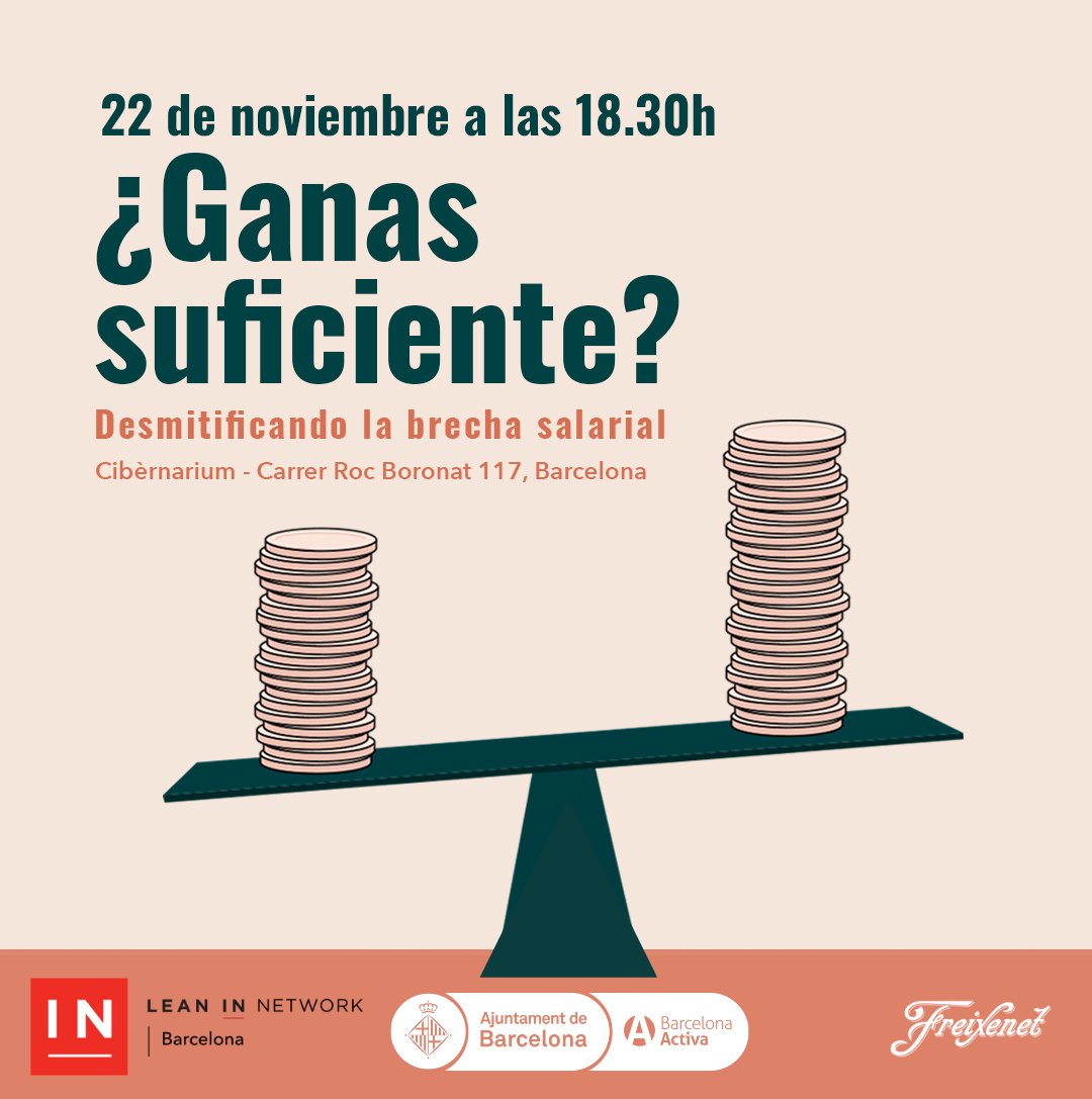Acompáñanos a desmitificar la #brechasalarial el 22/11 a las 18:30 en Cibernàrium en una mesa redonda de debate sobre la #desigualdadsalarial: causas, soluciones y la importancia de cuidar nuestras finanzas. 

Consigue tu entrada👉🏻 bit.ly/46YKzyr