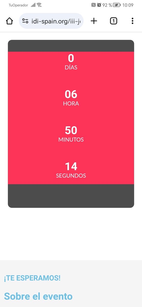 🕔 Tic tac, tic, tac... El tiempo se acaba, ya queda nada para que empiecen las jornadas, aún tienes tiempo de inscribirte, anímate idi-spain.org/iii-jornadas-d… <a href="/SMEMIU_UNED/">SMEMIU</a> <a href="/javiergilquinta/">Javier Gil Quintana</a> <a href="/soacedo/">Sara Osuna Acedo</a> <a href="/carmencantillo/">Carmen Cantillo</a> <a href="/Symonboss/">Simón Gil Tévar</a> <a href="/eduardogarciab/">Prof. Dr. Eduardo García-Blázquez</a> <a href="/luismiguel_romo/">Luis Miguel Romo</a> <a href="/jjavierhueso/">Jose Javier Hueso</a>