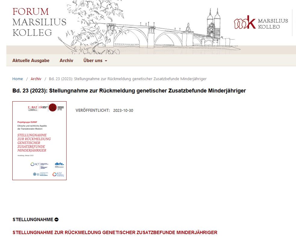 News: Die Expertengruppe EURAT hat sich zum Umgang mit genetischen Zusatzbefunden Minderjähriger positioniert. Sie analysiert das Thema ethisch und rechtlich und bietet konkrete Handlungsempfehlungen für die Gestaltung des Einwilligungsprozesses: journals.ub.uni-heidelberg.de/index.php/foru…