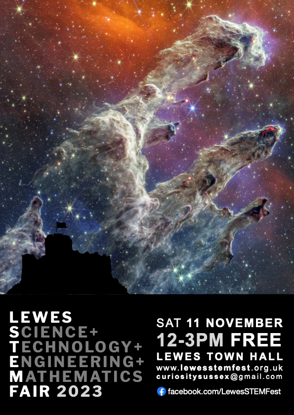 The Lewes Science, Technology, Engineering, and Mathematics (STEM) Festival is a celebration of the amazing STEM activity taking place in Lewes and surrounding areas. The centrepiece of the festival is a free fair in Lewes Town Hall on Saturday 11th November from 12-3pm 🧑‍🔬🧮👩‍💻