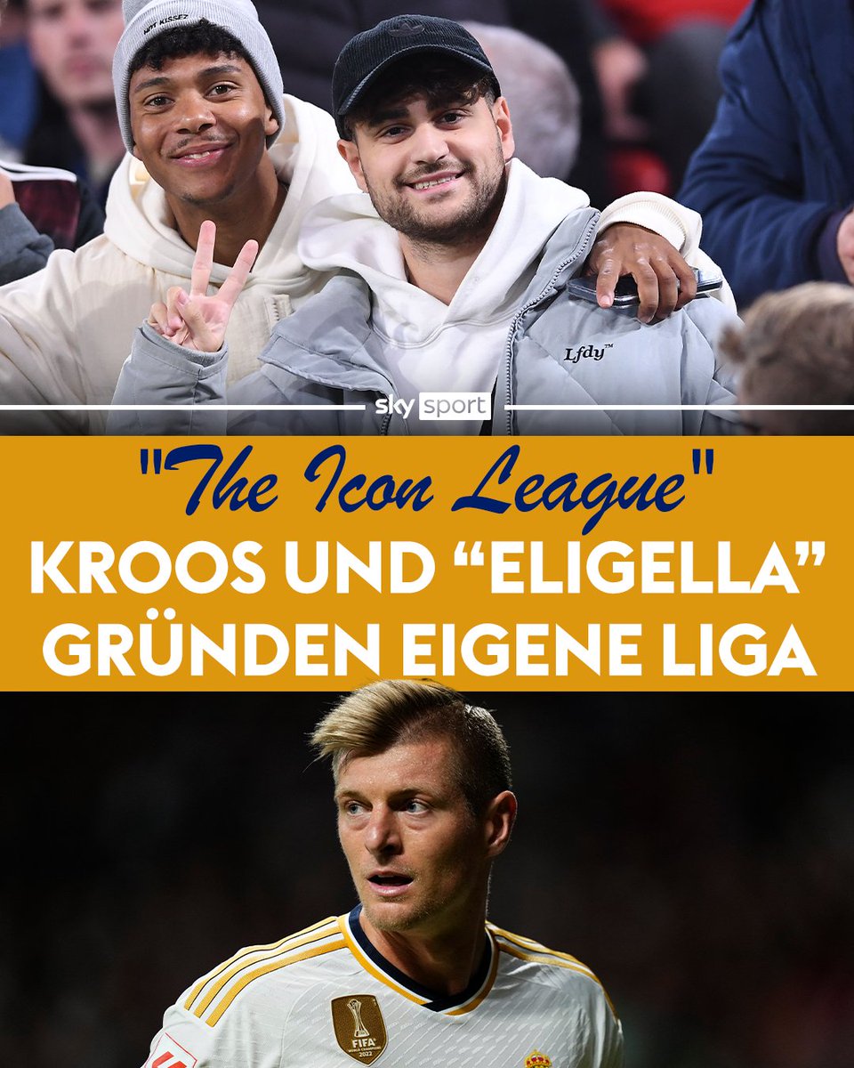 SkySportDE's tweet photo. Weltmeister Kroos x Influencer Nerlich!🚨
↪️ Die sogenannte "The Icon League" mit bekannten Namen aus der Fußball-Szene, dem Entertainment-Bereich und aus der Musikbranche solle Fans mit Lust auf ein anderes Fußball-Format anziehen.
#SkySport #Nerlich #Kroos https://t.co/MF3AX0feK8